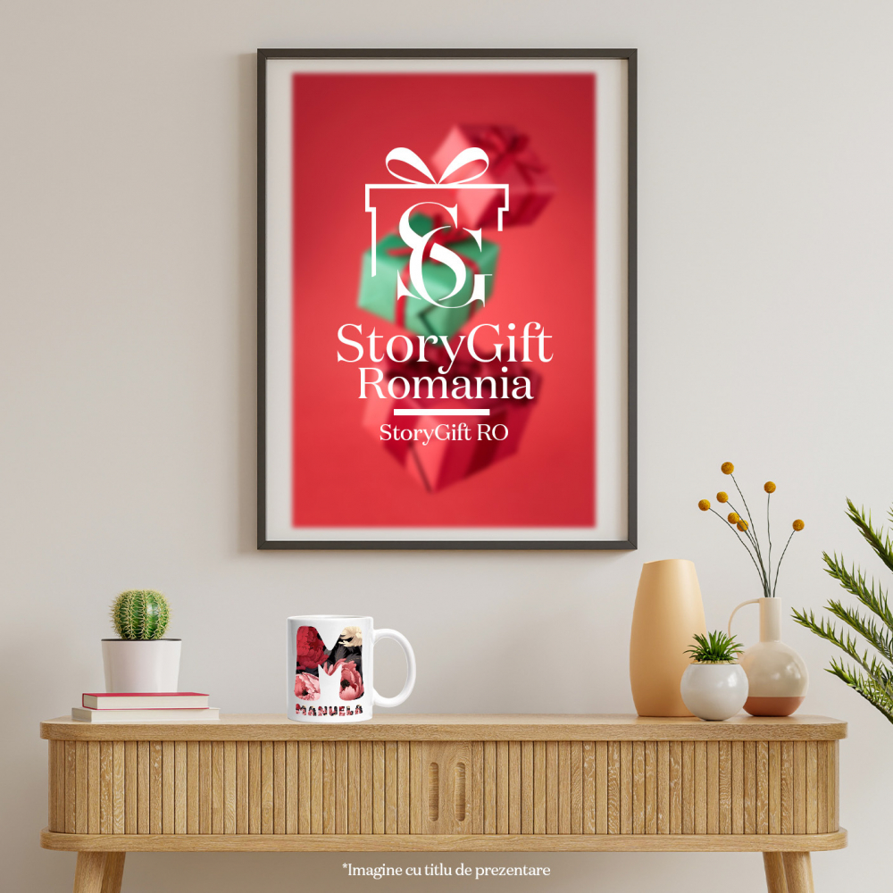 Cana Iubitorii De Flori, Natura, Text Nume Personalizat, Dragoste, Culoare Multicolor, Cu Litera, 330ML, Ceramica, Cu Maner si Interior Alb [4]