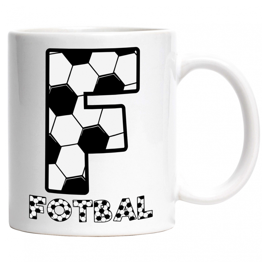 Cana Iubitorii De Fotbal, Minge, Sport, Text Nume Personalizat, Copii, Culoare Alb Negru, Cu Litera, 330ML, Ceramica, Cu Maner si Interior Alb [1]