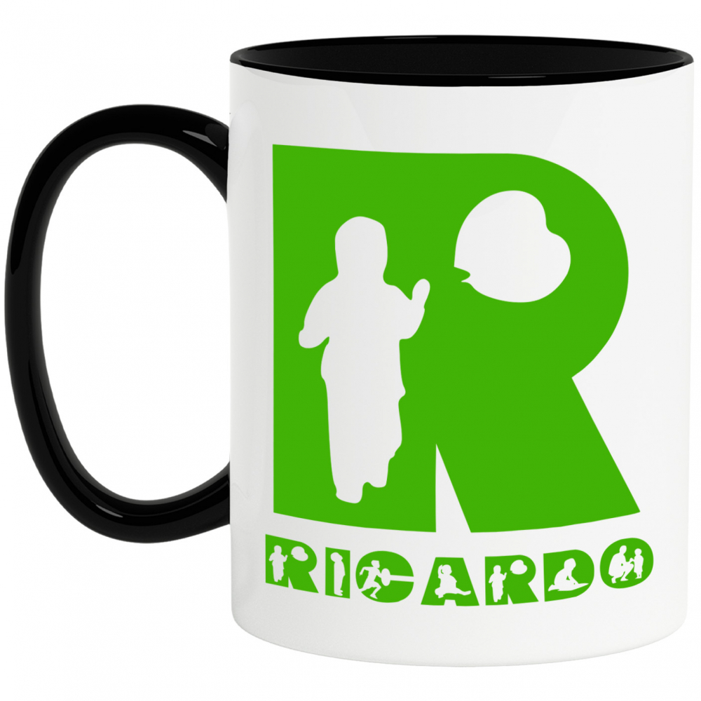 Cana Iubitorii De Joc Afara, Zmeu, Parinte, Text Nume Personalizat, copii, Culoare Verde, Cu Litera, 330ML, Ceramica, Cu Maner si Interior Negru [1]