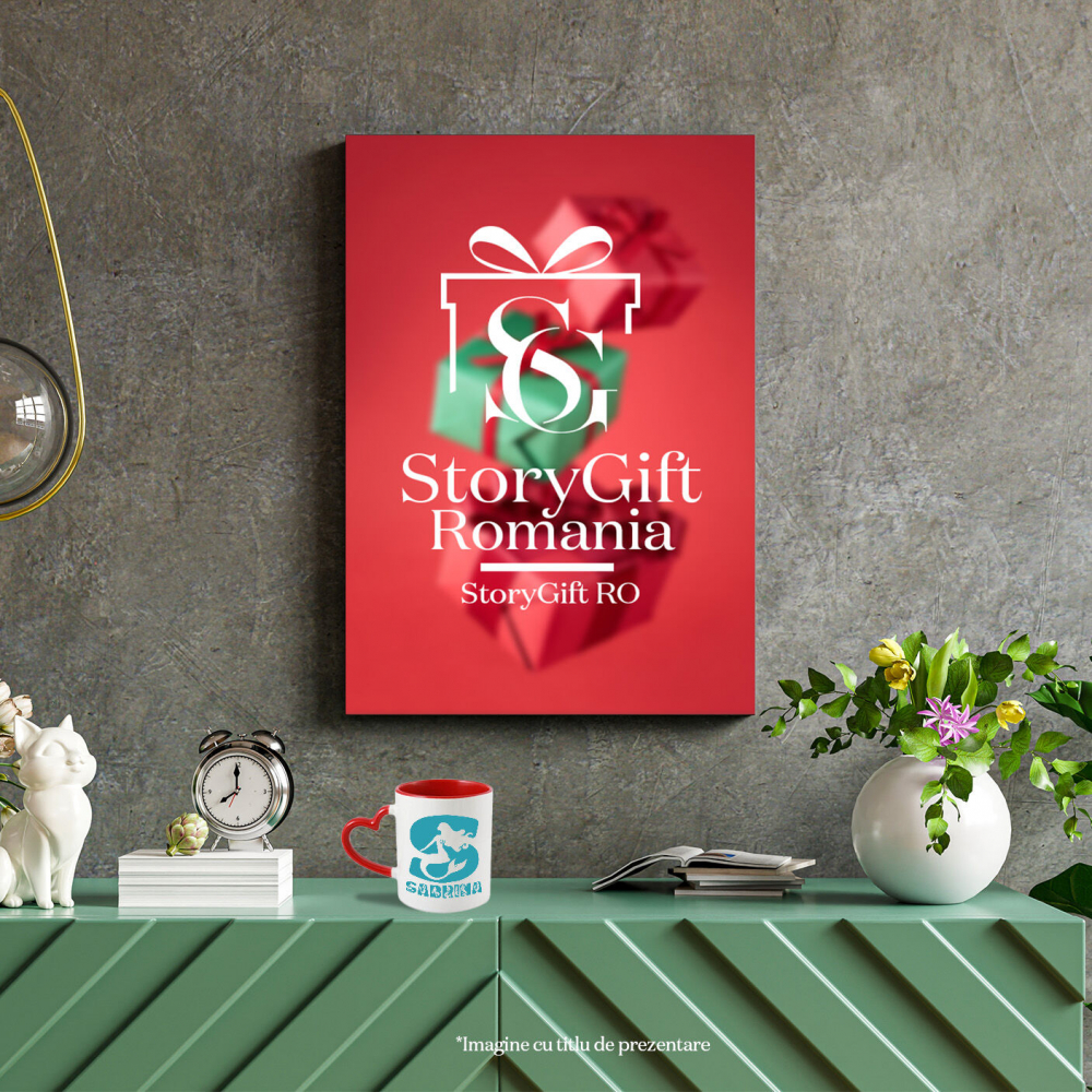 Cana Iubitorii De Sirene, Basme, Unicorn, Text Nume Personalizat, copii, Culoare Albastru, Cu Litera, 330ML, Ceramica, Cu Maner Inima Rosie si Interior Rosu [4]