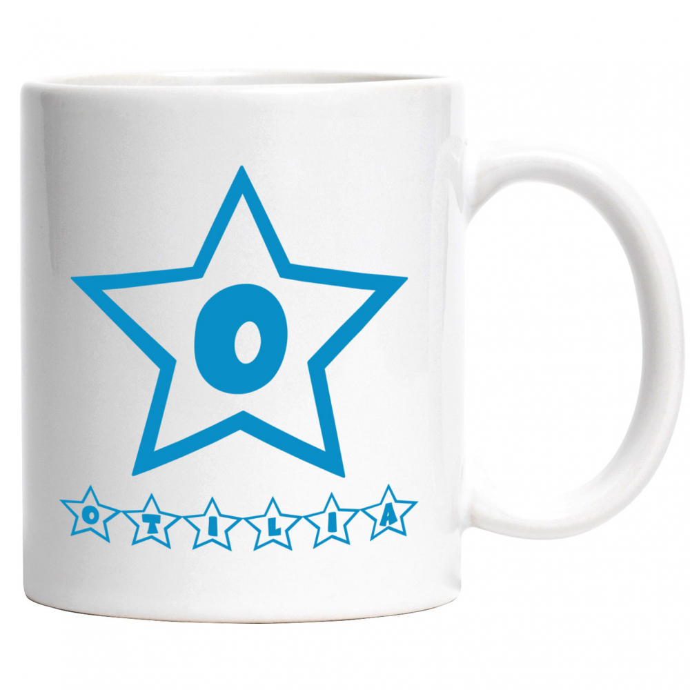 Cana Iubitorii De Stele Michellin, Text Nume Personalizat, Copii, Culoare Albastru, Cu Litera, 330ML, Ceramica, Cu Maner si Interior Alb [1]