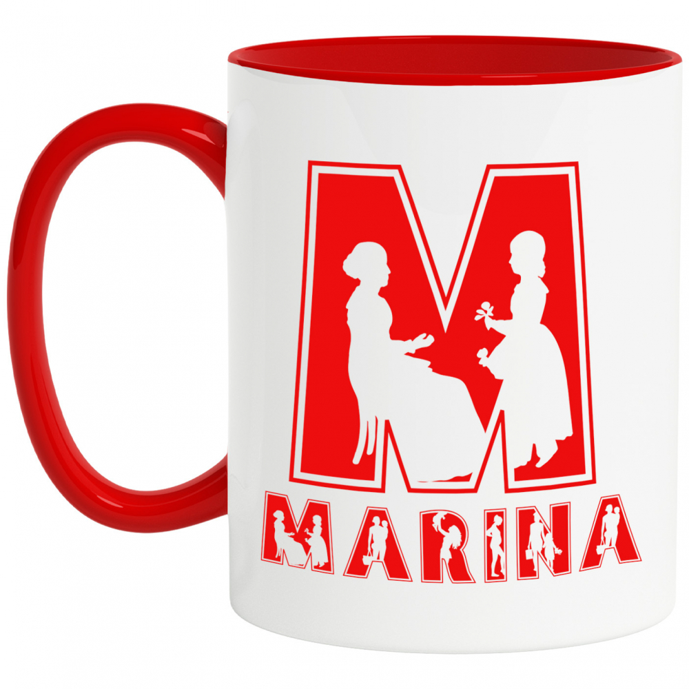 Cana mama Si Fiica, Familie, Ziua mamei, Text Nume Personalizat, Copii, Culoare Rosu, Cu Litera, 330ML, Ceramica, Cu Maner si Interior Rosu [1]