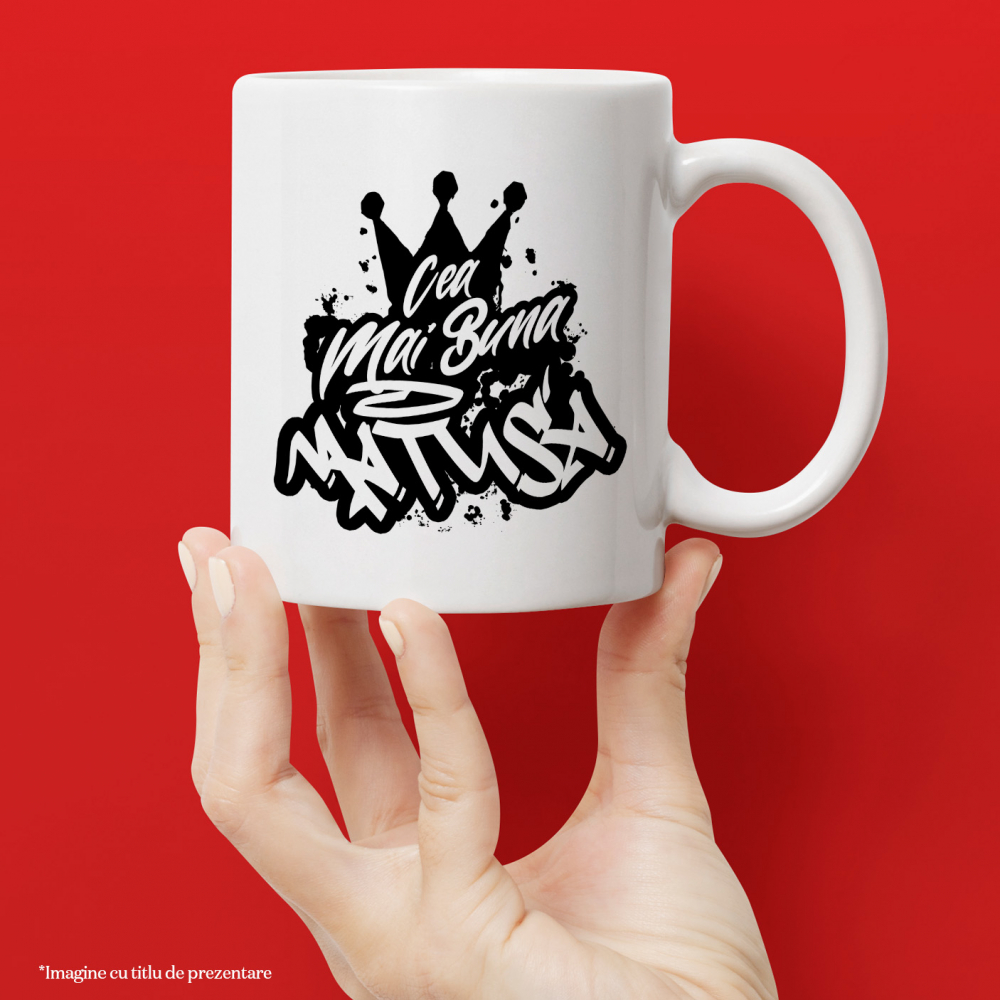Cana Pentru Cea Mai Buna Matusa, Apreciere, Cadou, Rasplata, Multumire, 330ml, Ceramic cu Maner Alb [2]