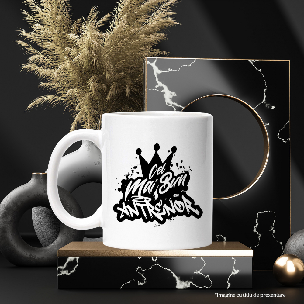 Cana Pentru Cel Mai Bun antrenor, Apreciere, Cadou, Rasplata, Multumire, 330ml, Ceramic cu Maner Alb [3]