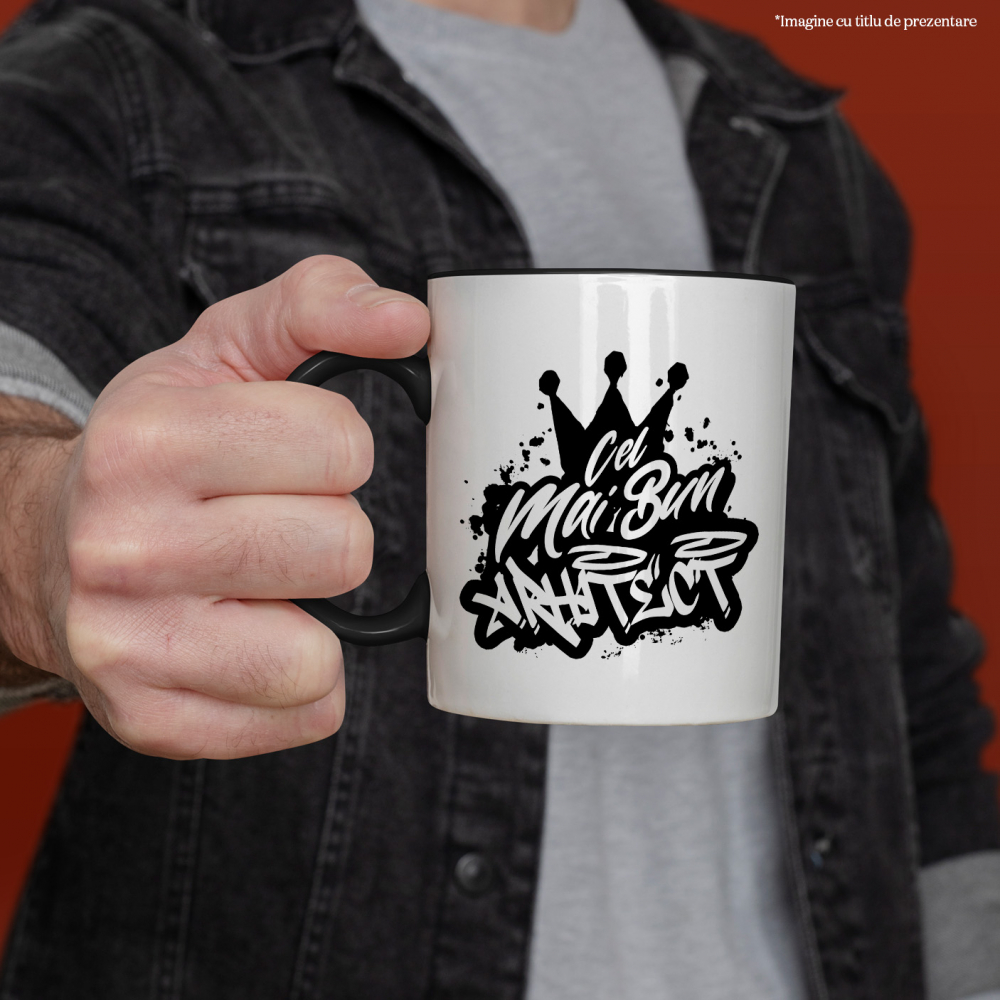 Cana Pentru Cel Mai Bun arhitect, Apreciere, Cadou, Rasplata, Multumire, 330ml, Ceramica cu Maner Negru [2]