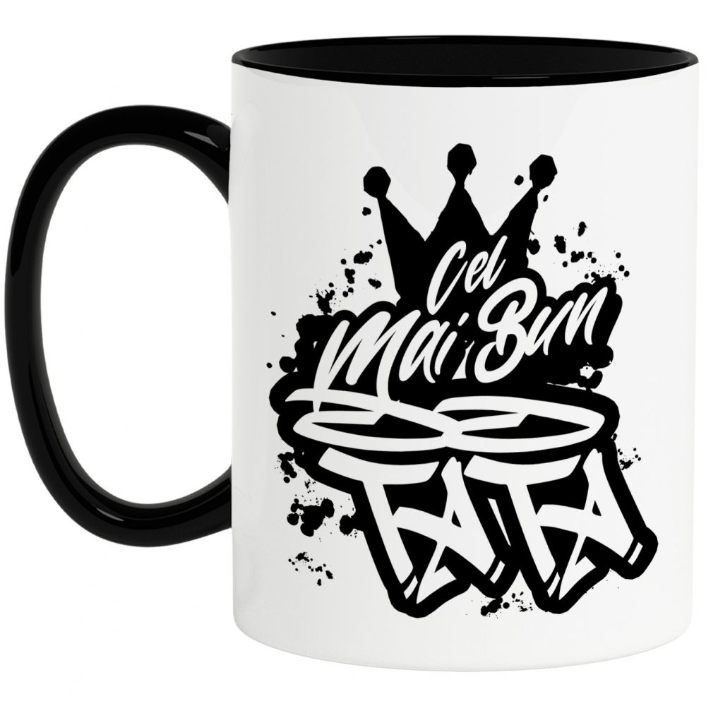 Cana Pentru Cel Mai Bun tata, Apreciere, Cadou, Rasplata, Multumire, 330ml, Ceramica cu Maner Negru [1]