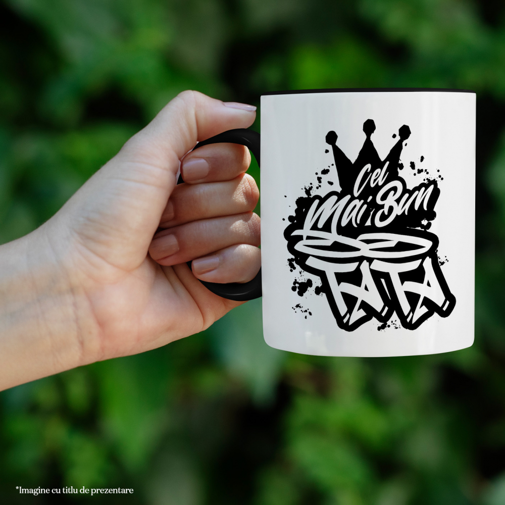 Cana Pentru Cel Mai Bun tata, Apreciere, Cadou, Rasplata, Multumire, 330ml, Ceramica cu Maner Negru [2]