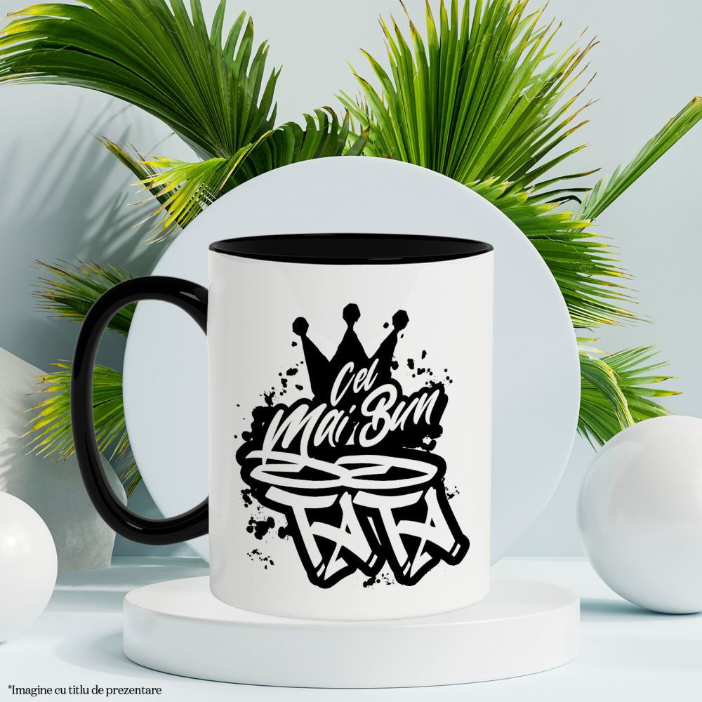 Cana Pentru Cel Mai Bun tata, Apreciere, Cadou, Rasplata, Multumire, 330ml, Ceramica cu Maner Negru [3]