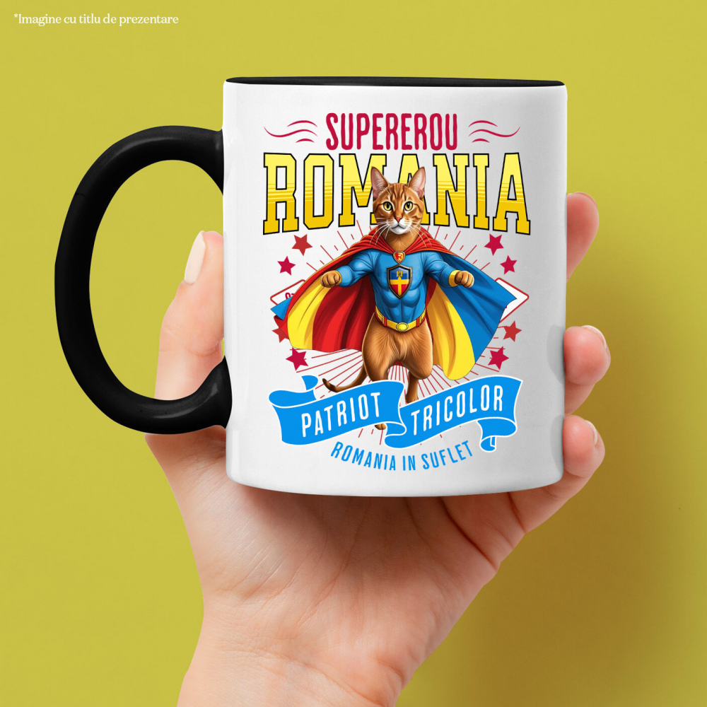 Cana Personalizata Pisica Abisiniană în Costum de Căpitan România – Supererou pentru Copii și Iubitorii de Animale [2]