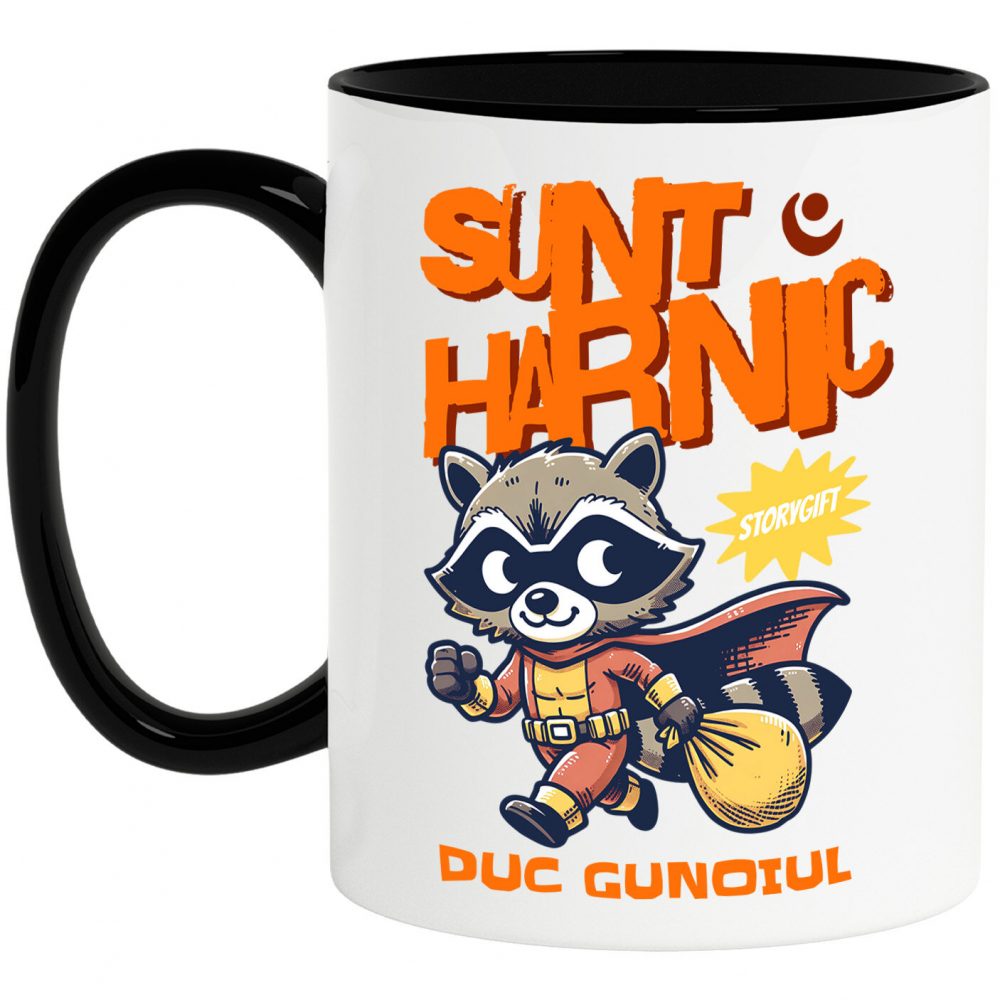 Cana Personalizata Animal Super-Erou „Sunt Harnic Duc Gunoiul” – Cadou Personalizat Copii – Costum Desene Animate pentru Băieți [1]