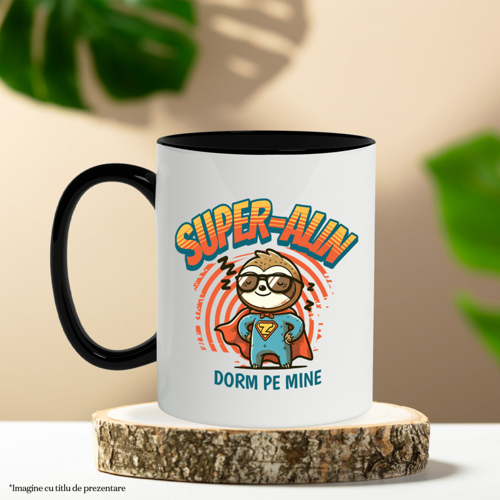 Cana Personalizata Animal Lenes Cu Costum De Super Erou – Cadou Personalizat „Super-Alin Dorm Pe Mine” [3]