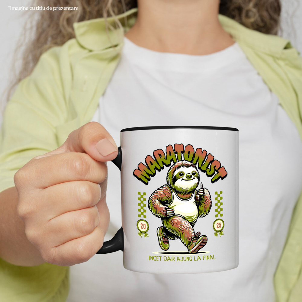 Cana Personalizata Animal Leneș Maratonist – Design Amuzant pentru Iubitorii de Sport [2]