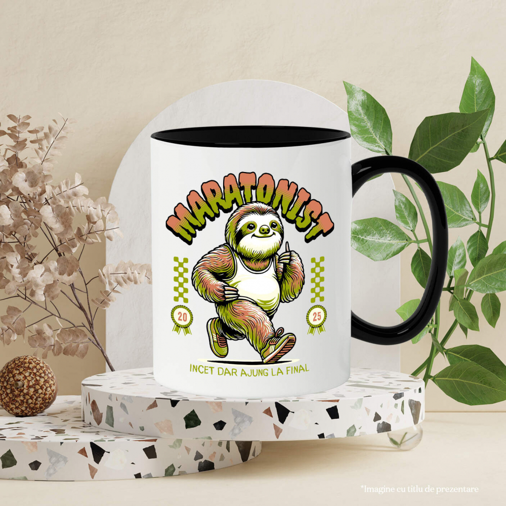 Cana Personalizata Animal Leneș Maratonist – Design Amuzant pentru Iubitorii de Sport [3]