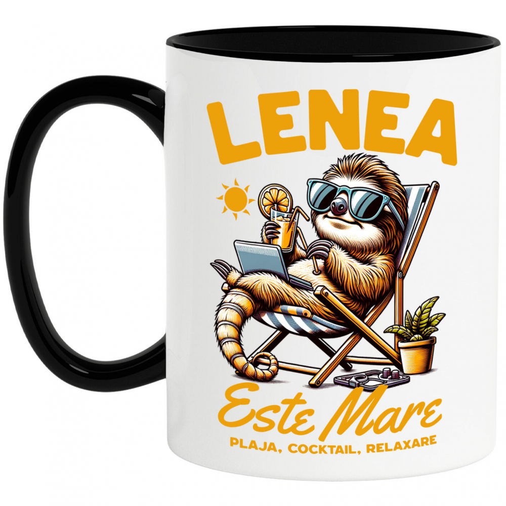 Cana Personalizata Animal Leneș Pe Plajă – Cadou Personalizat Funny Pentru Familie & Prieteni [1]