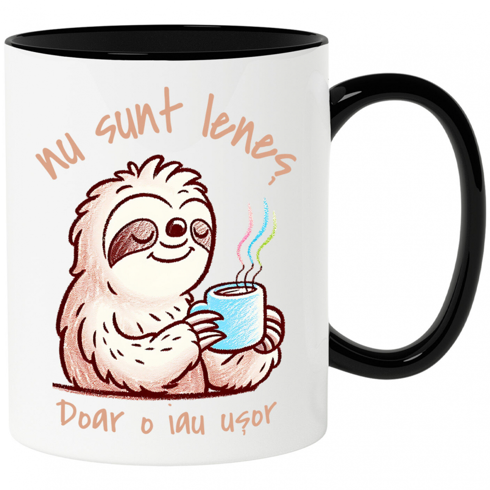 Cana Personalizata Animal Leneș cu Cană de Cafea „Nu Sunt Leneș, Doar O Iau Ușor” - Cadou Amuzant [1]