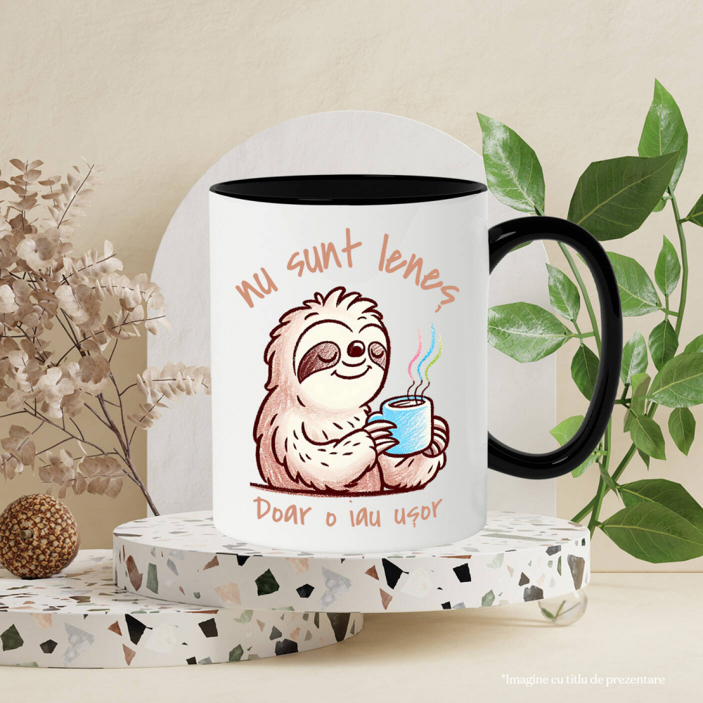 Cana Personalizata Animal Leneș cu Cană de Cafea „Nu Sunt Leneș, Doar O Iau Ușor” - Cadou Amuzant [3]