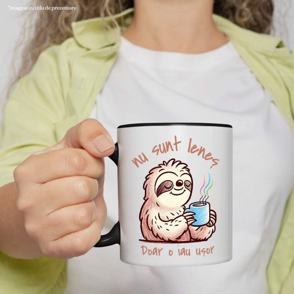 Cana Personalizata Animal Leneș cu Cană de Cafea „Nu Sunt Leneș, Doar O Iau Ușor” - Cadou Amuzant [2]