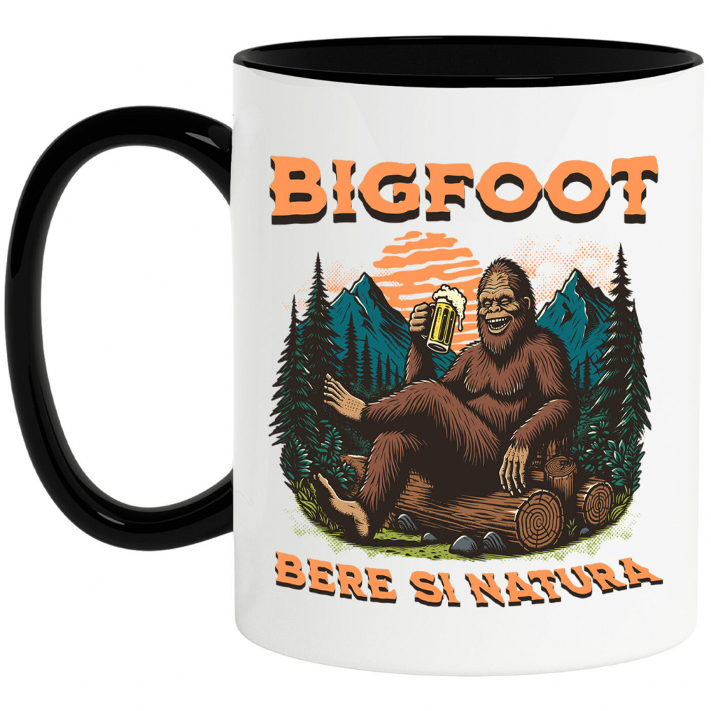 Cana Personalizata „Bigfoot în Pădure cu Bere - Cadou Personalizat pentru Iubitorii de Natură și Relaxare” [1]
