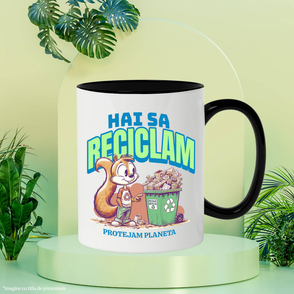 Cana Personalizata Veveriță Tomberan cu Deseu Reciclat – Cadou Personalizat pentru Educație Ecologică [3]