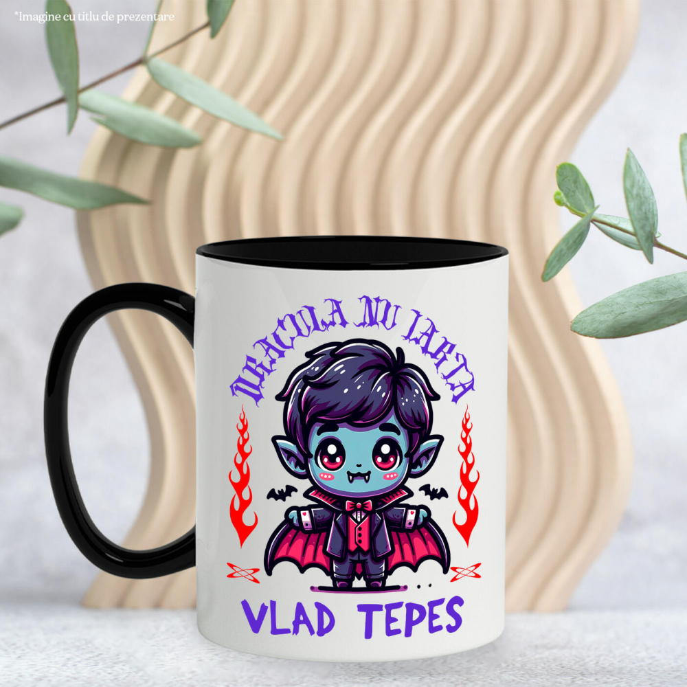 Cana Personalizata Vampir Vlad Țepeș Halloween - Cadouri Personalizate cu Colți, Lilieci și Text Dracula [3]