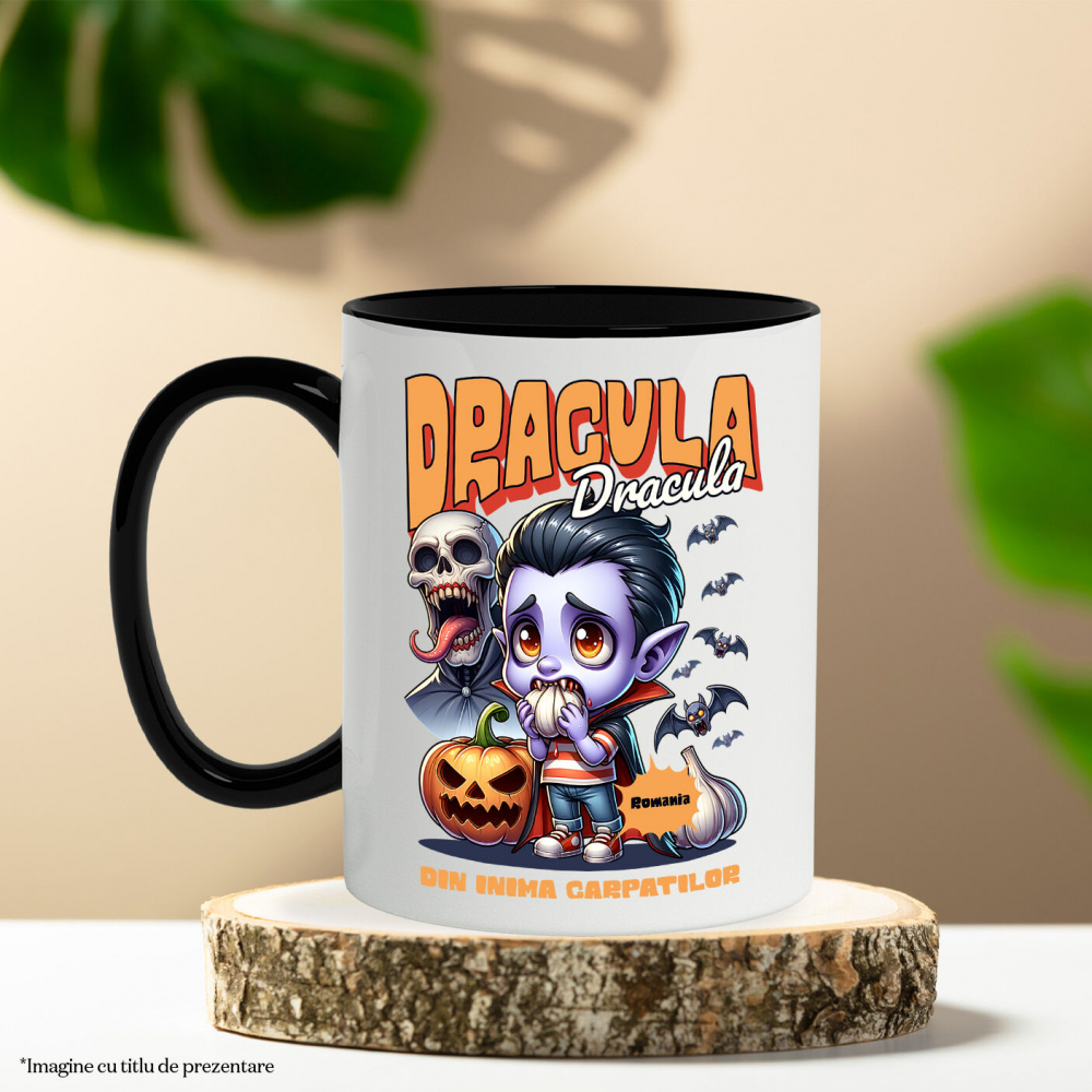Cana Personalizata Animație Vampir cu Usturoi Text Dracula - Cadouri Personalizate Halloween pentru Familie, Copii, Tati și Prieteni [3]