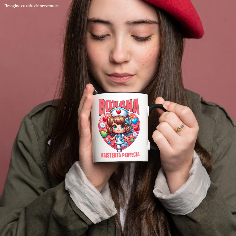 Cana Personalizata Asistentă Medicală în Costum Alb – Design Personalizat Medicină [2]