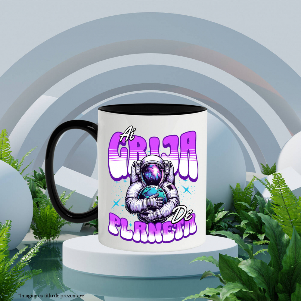 Cana Personalizata "Produse personalizate ecologice – Astronaut în costum spațial îmbrățișând planeta Pământ" [3]