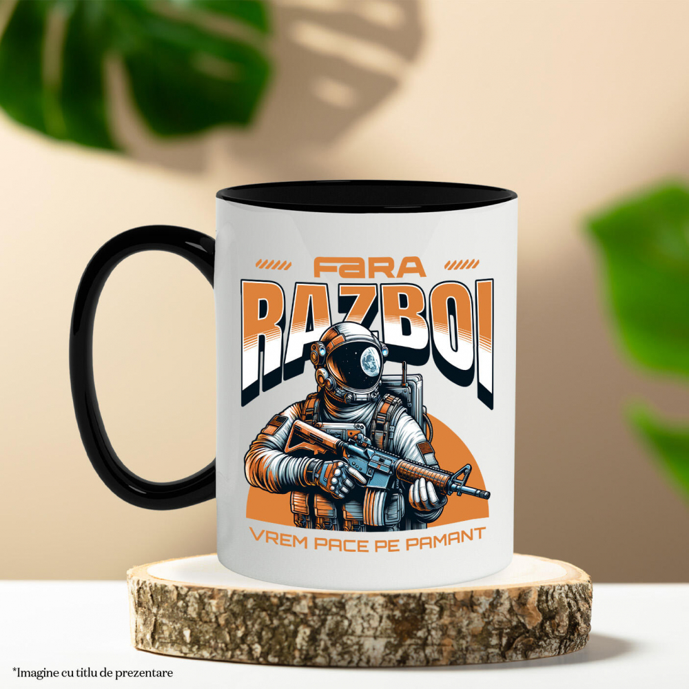 Cana Personalizata Astronaut cu Armură și Mesaj de Pace "Fără Război, Vrem Pace Pe Pământ" - Cadouri Personalizate pentru Familie și Prieteni [3]