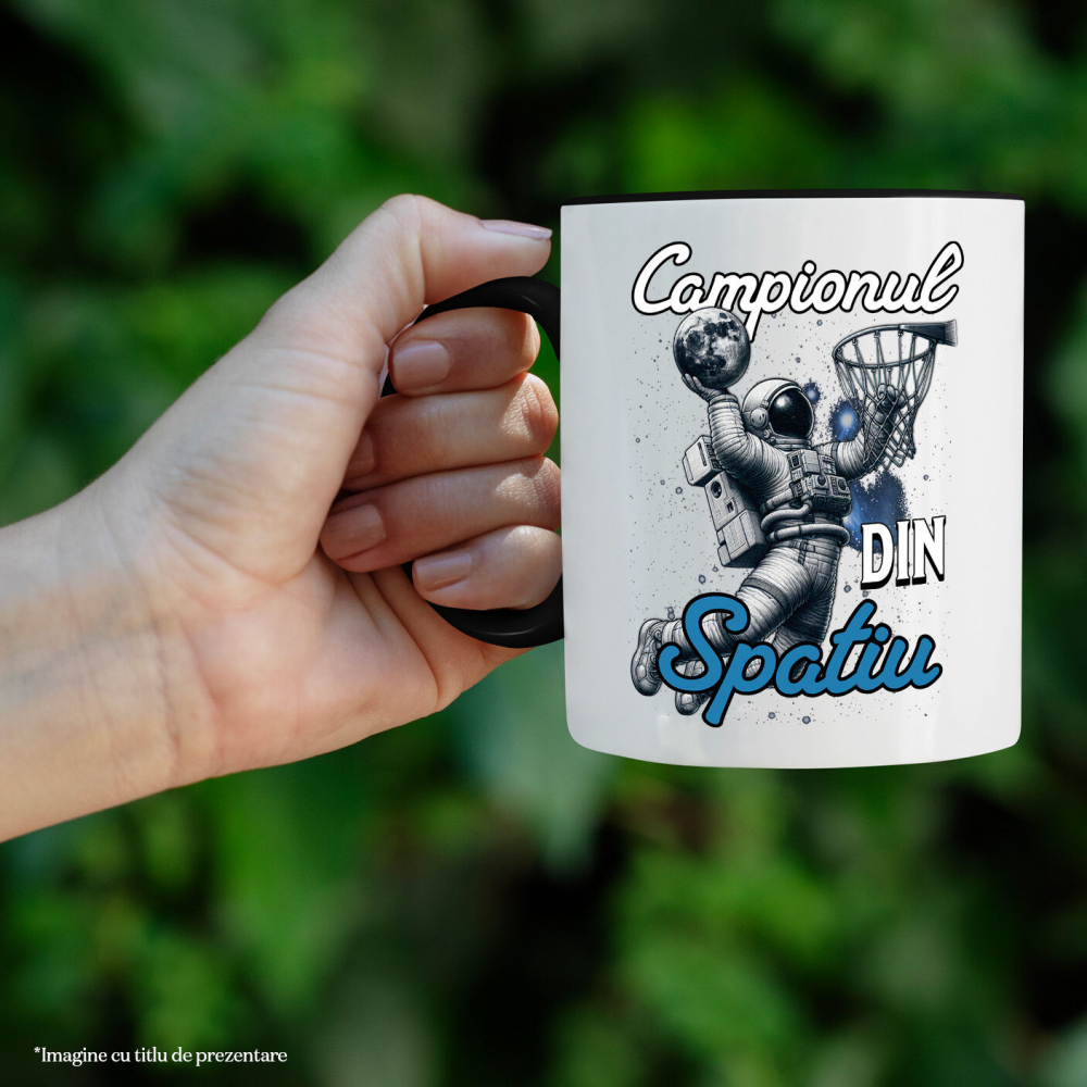 Cana Personalizata Astronaut În Spațiu și Minge Baschet – Cadou Sportiv Motivațional pentru Echipe [2]