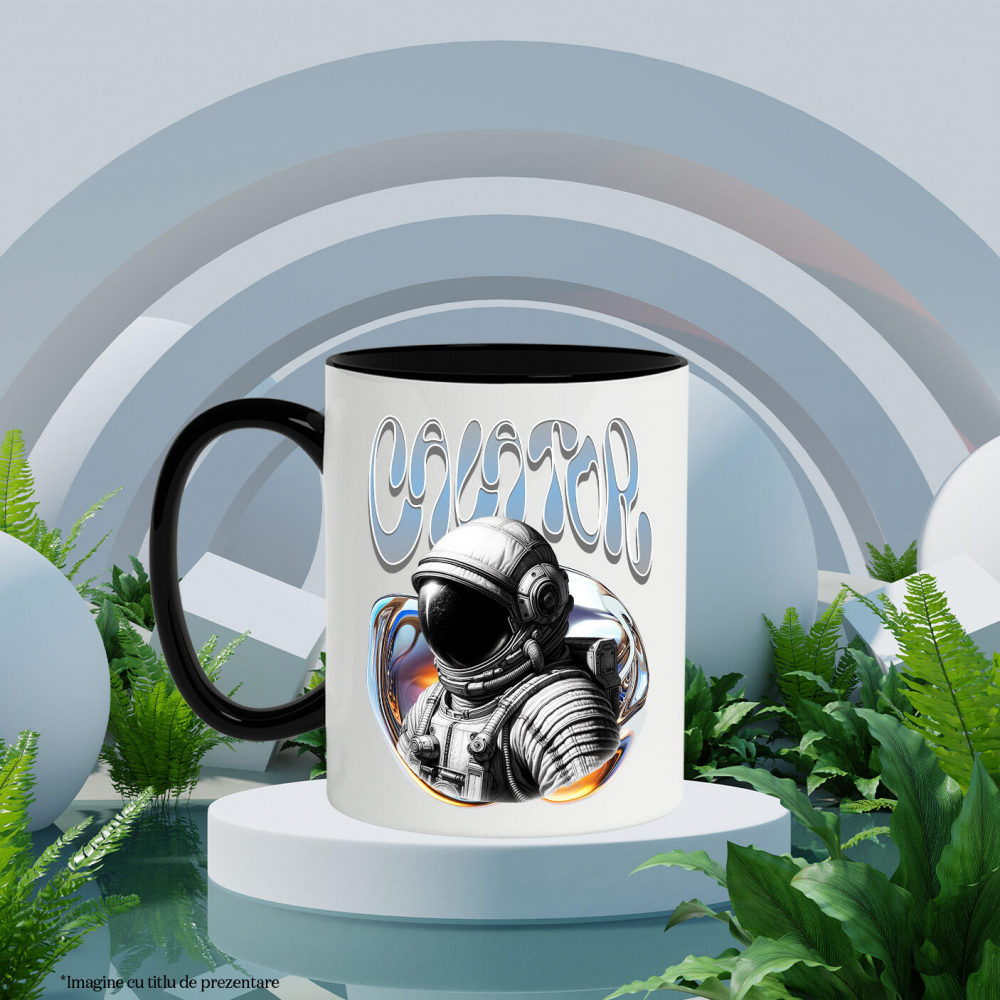 Cana Personalizata "Astronaut Costum Spațial și Artă Abstractă - Produse Personalizate pentru Familie, Copii, Tati și Prieteni" [3]