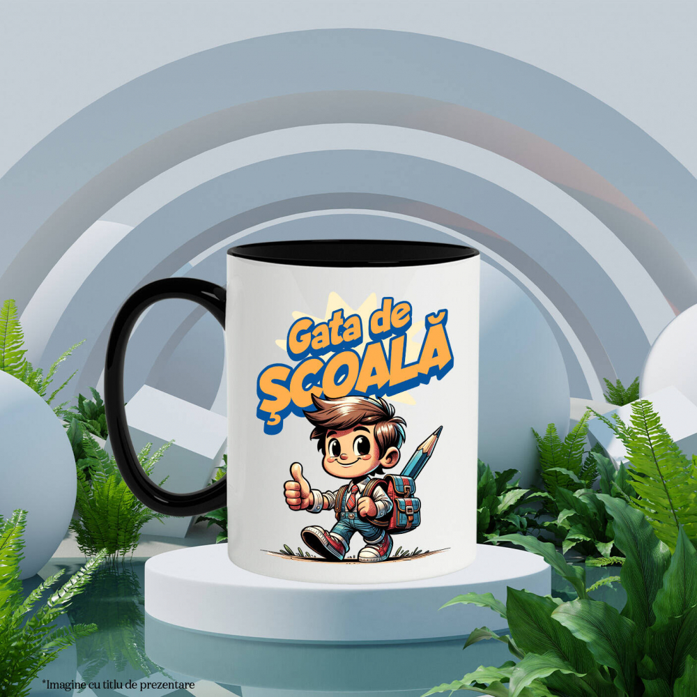 Cana Personalizata Băiat Vesel cu Rucsac și Creion Imens | Pregătit pentru Școala și Educație [3]