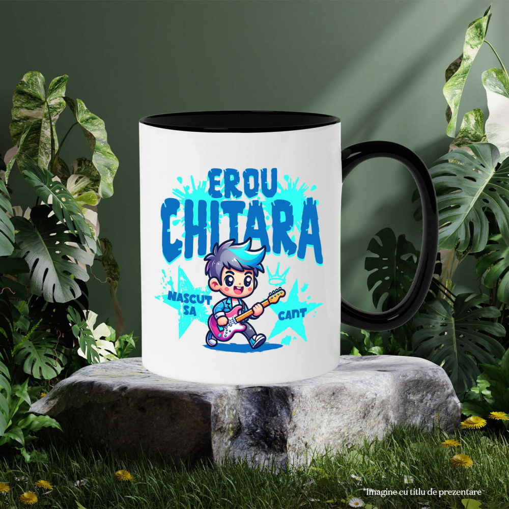 Cana Personalizata Băiat Rockstar cu Chitara Roșie – Cadou Personalizat pentru Copii și Familie [3]
