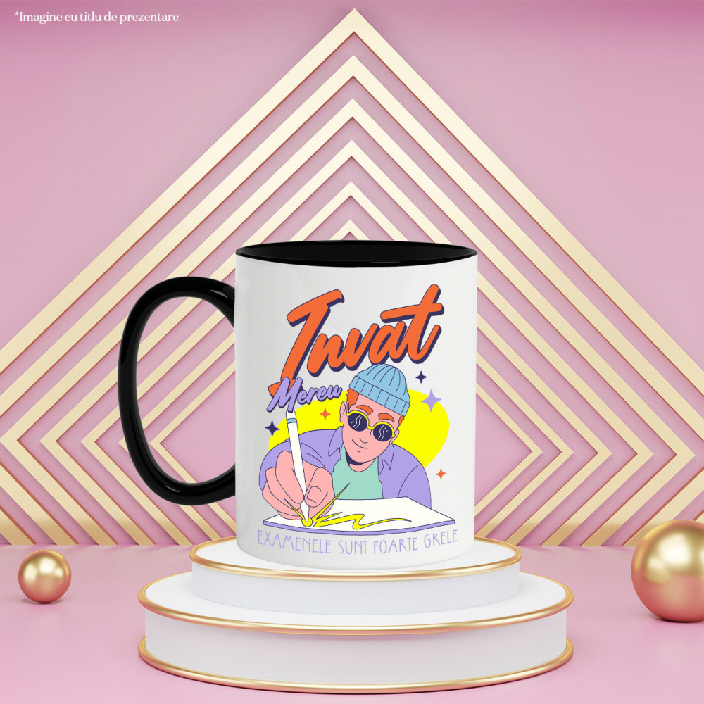 Cana Personalizata Tricou Personalizat Băiat Hip Hop – "Învăț Mereu, Examenele Sunt Foarte Grele" | Cadou pentru Studenți și Iubitori de Educație [3]