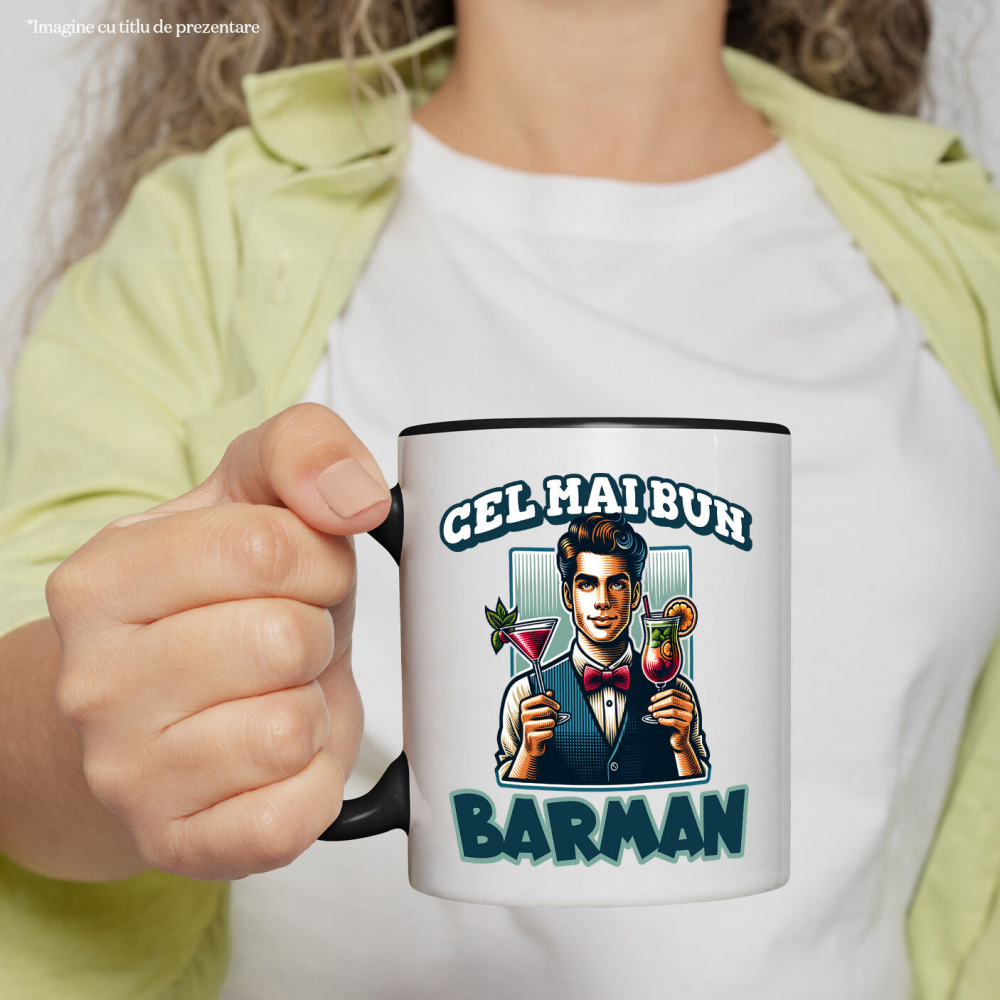 Cana Personalizata Barman Elegant cu Vestă și Papion – Servire Cocktailuri [2]