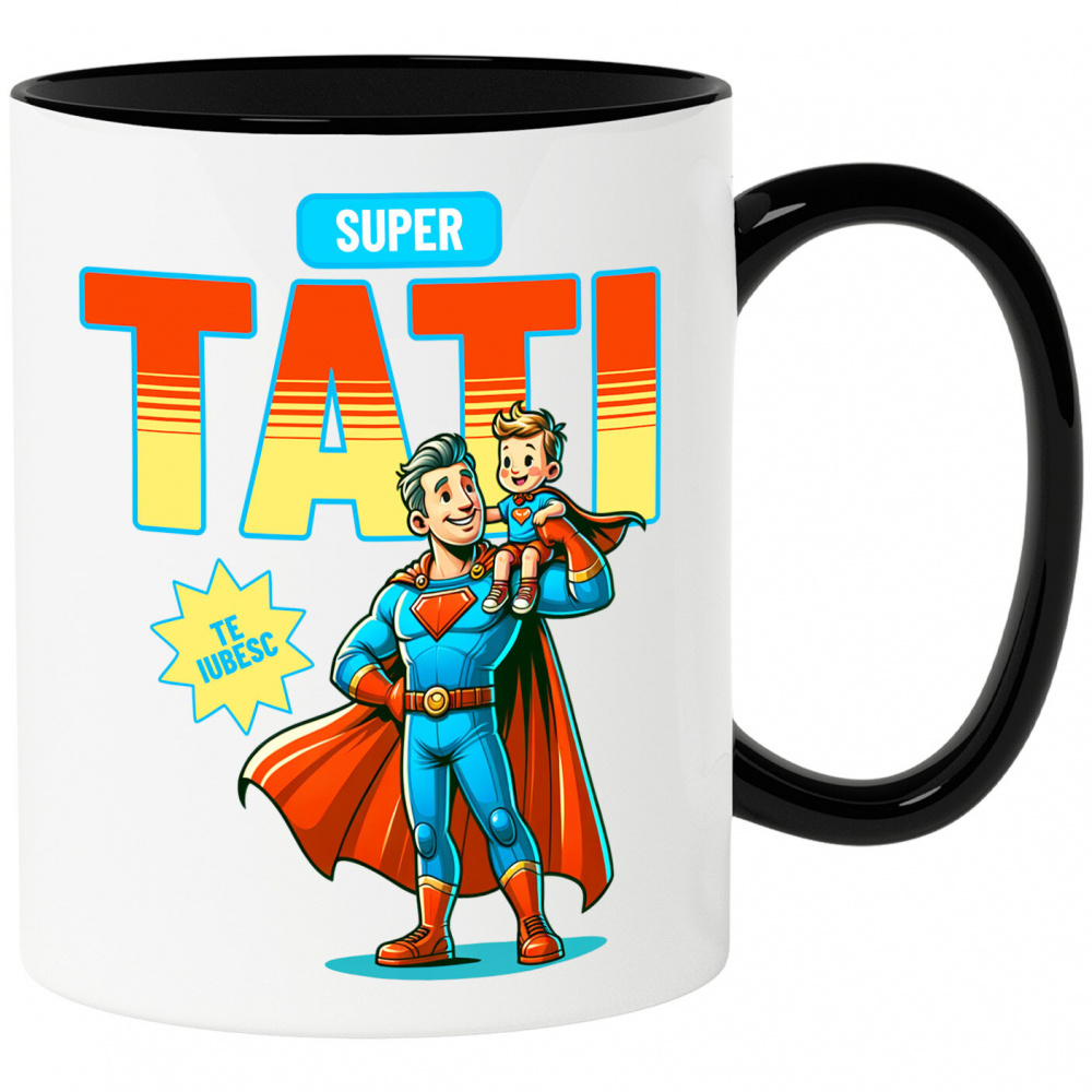 Cana Personalizata Cadouri Personalizate Tata și Copii | Costum Superman, Eroul Meu, Iubire și Dragoste [1]