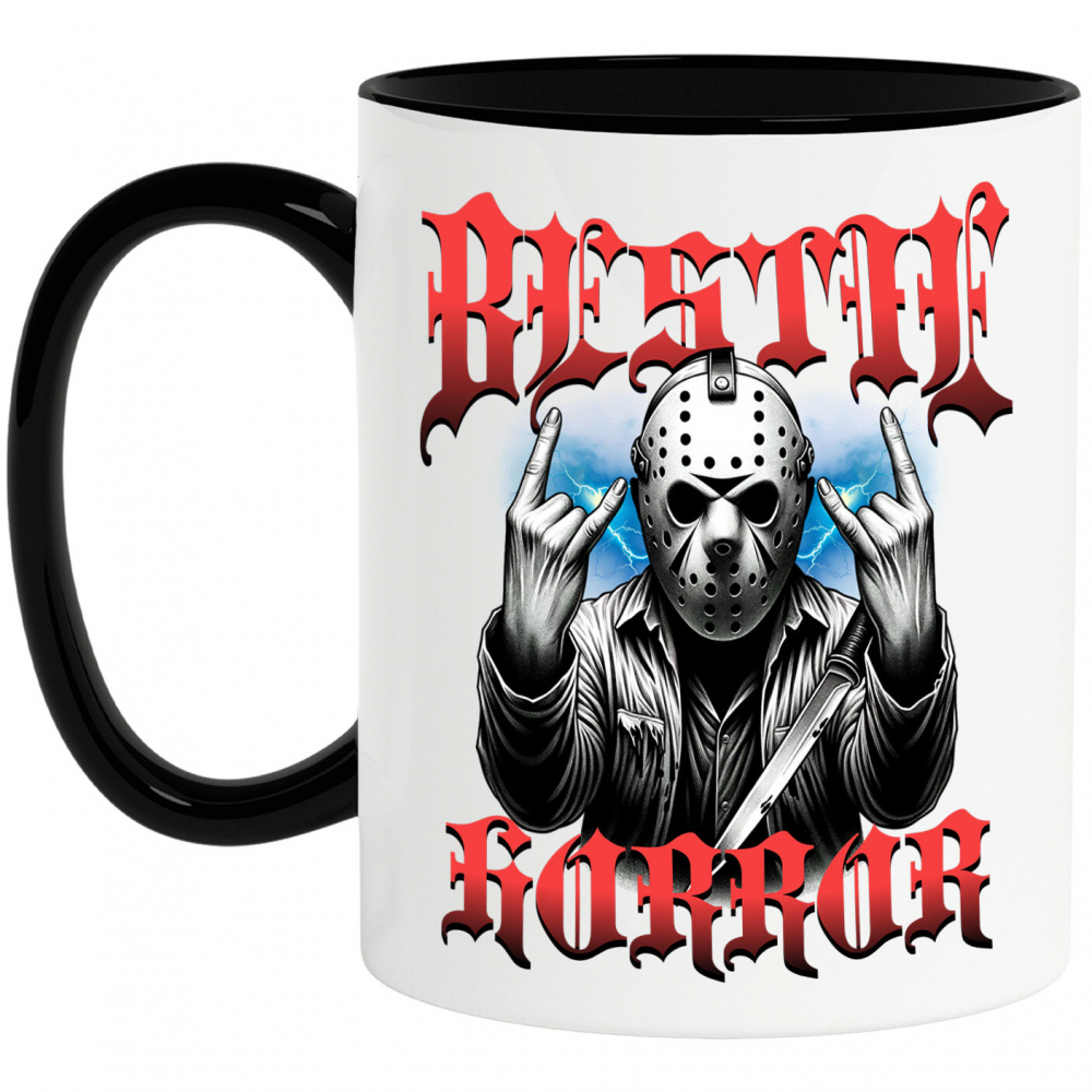 Cana Personalizata Bărbat cu Masca Înfricoșătoare și Cuțit | Bestie Horror Halloween | Cadouri Personalizate pentru Petrecerea de Halloween [1]