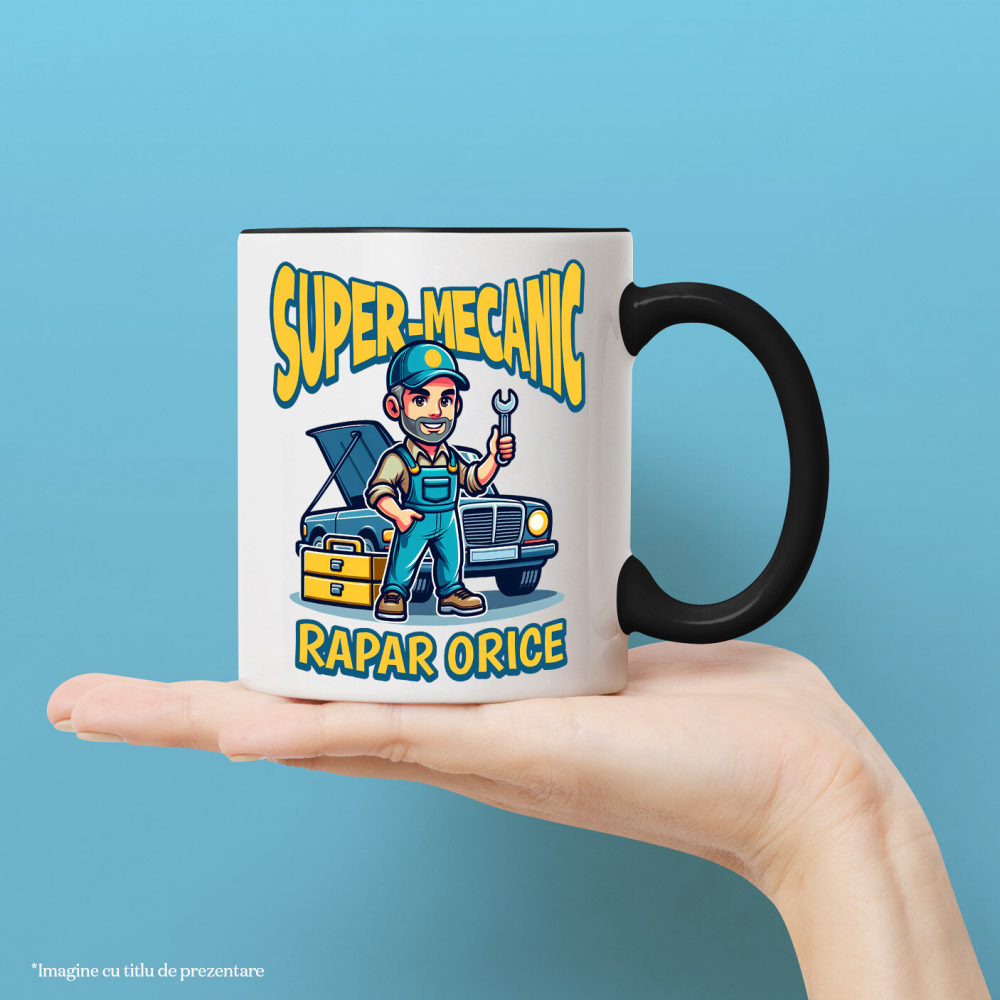 Cana Personalizata Mecanic Auto în Acțiune – Cadou Personalizat pentru Pasionații de Mașini și Reparații [2]