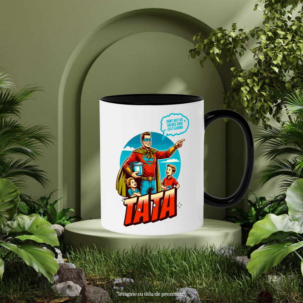 Cana Personalizata Bărbat În Costum De Super Erou Cu Glumă – Cadou Personalizat „Sunt Aici Ca Să Salvez Ziua Cu O Glumă Tata” [3]