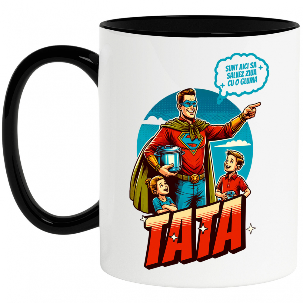 Cana Personalizata Bărbat În Costum De Super Erou Cu Glumă – Cadou Personalizat „Sunt Aici Ca Să Salvez Ziua Cu O Glumă Tata” [1]