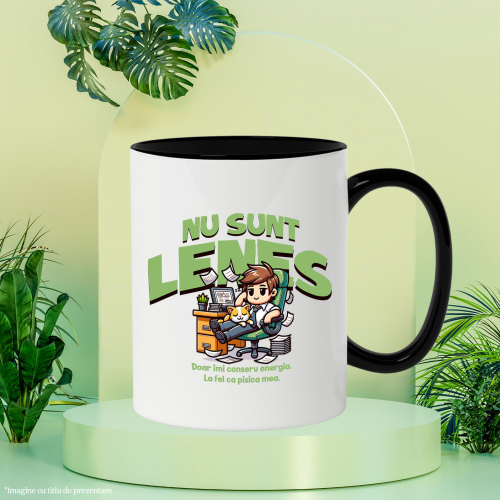 Cana Personalizata Bărbat Elegant în Costum cu Pisică „Nu Sunt Leneș, Doar Îmi Conserv Energia” - Cadou Haios [3]