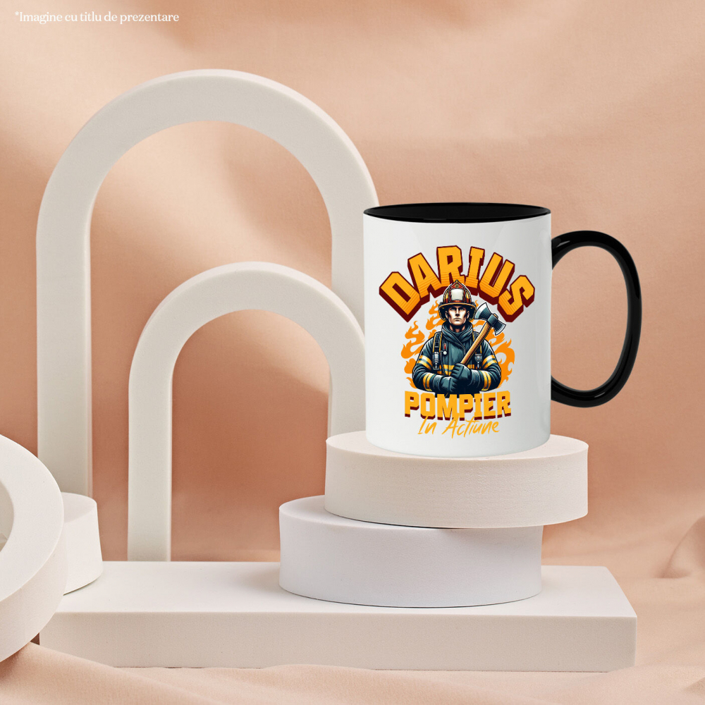 Cana Personalizata Pompier Curajos – Costum, Topor și Flăcări – Siguranță și Apărare [3]