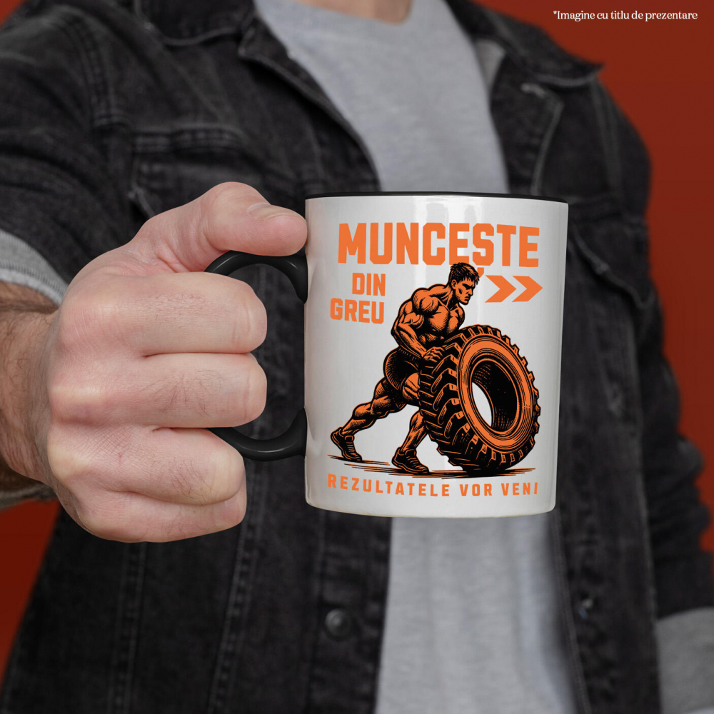 Cana Personalizata : Bărbat Puternic – Design Motivațional pentru Sala de Sport și Fitness [2]