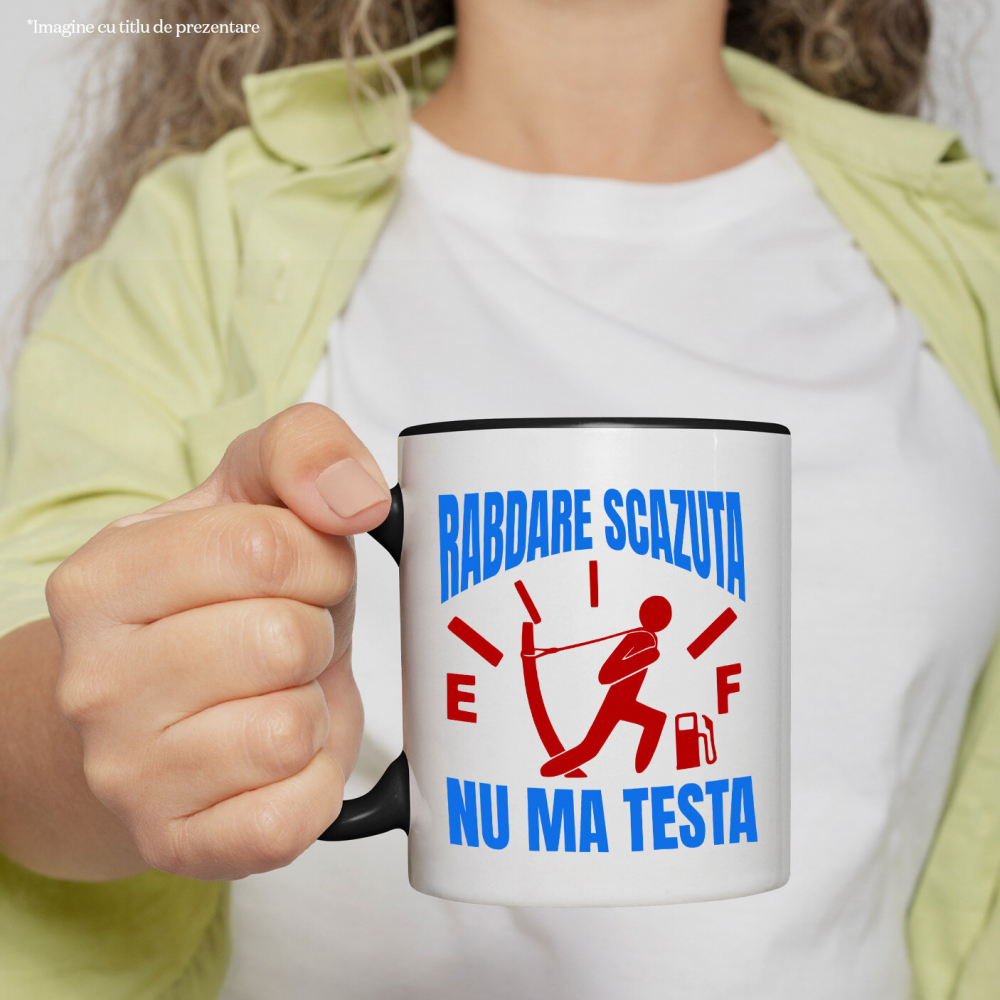 Cana Personalizata Semn Bord – Bărbat Tragând Sfoara la Nivelul Combustibilului Scăzut [2]