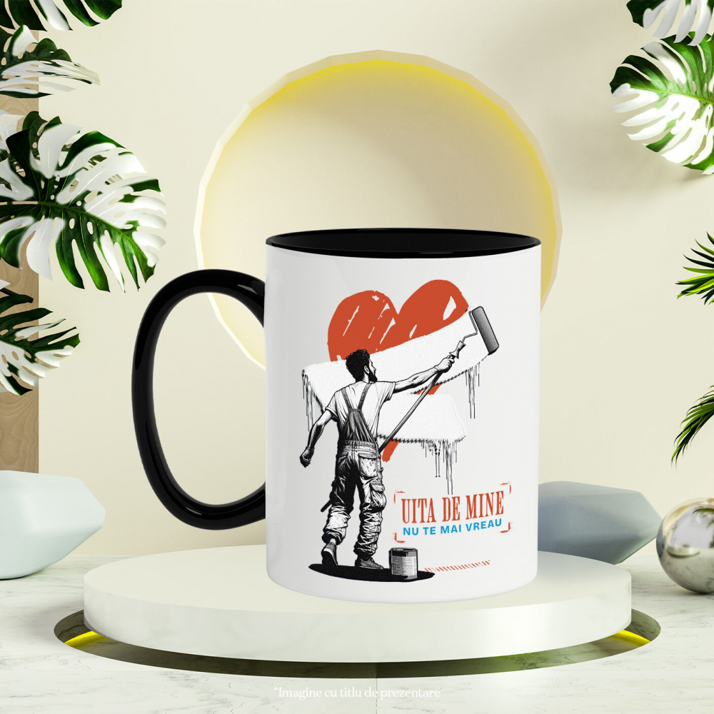 Cana Personalizata Inimă Ștearsă cu Mesaj „Uita de Mine, Nu Te Mai Vreau” – Cadou Personalizat de Valentine's Day [3]