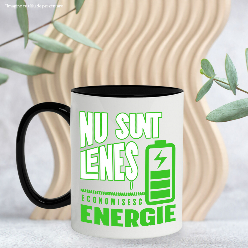 Cana Personalizata Baterie Reîncărcare Energie „Nu Sunt Leneș, Economisesc Energie” - Cadou Personalizat Amuzant [3]