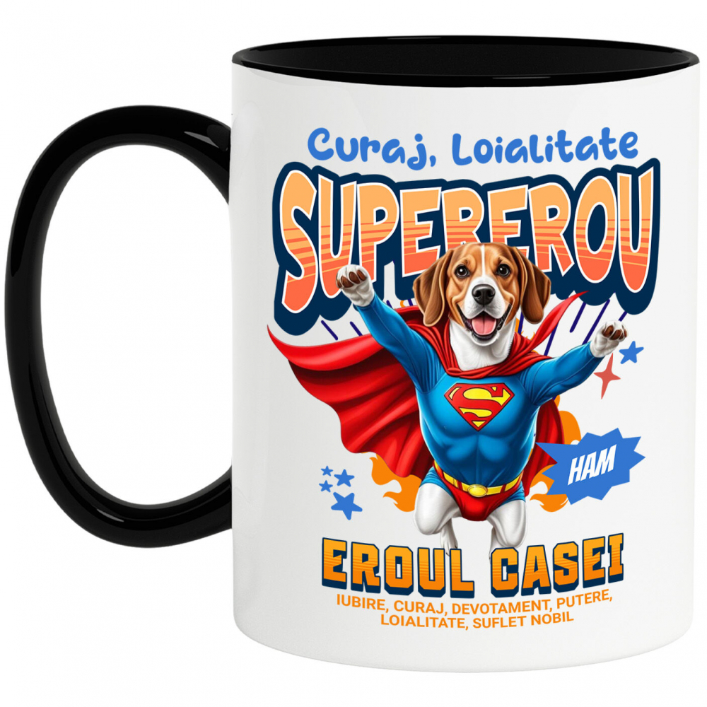 Cana Personalizata Beagle în Costum de Superman – Produse Personalizate pentru Familie și Copii [1]