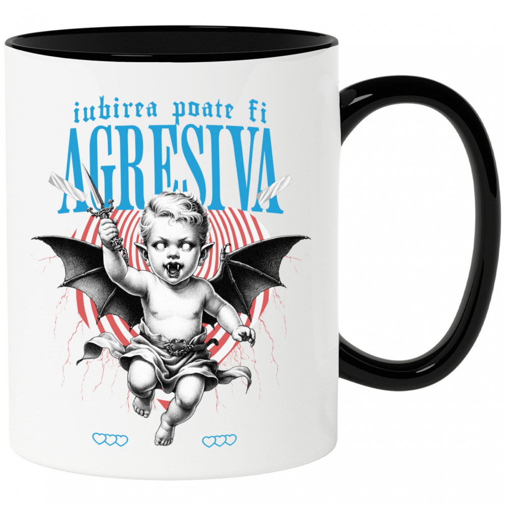 Cana Personalizata Bebe cu Aripi de Diavol și Cuțit – Cadou Personalizat „Iubirea Poate Fi Agresivă” pentru Valentine's Day [1]