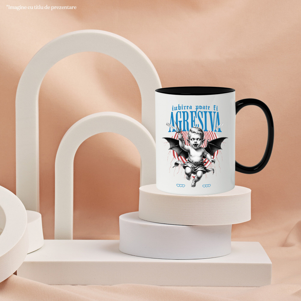 Cana Personalizata Bebe cu Aripi de Diavol și Cuțit – Cadou Personalizat „Iubirea Poate Fi Agresivă” pentru Valentine's Day [3]