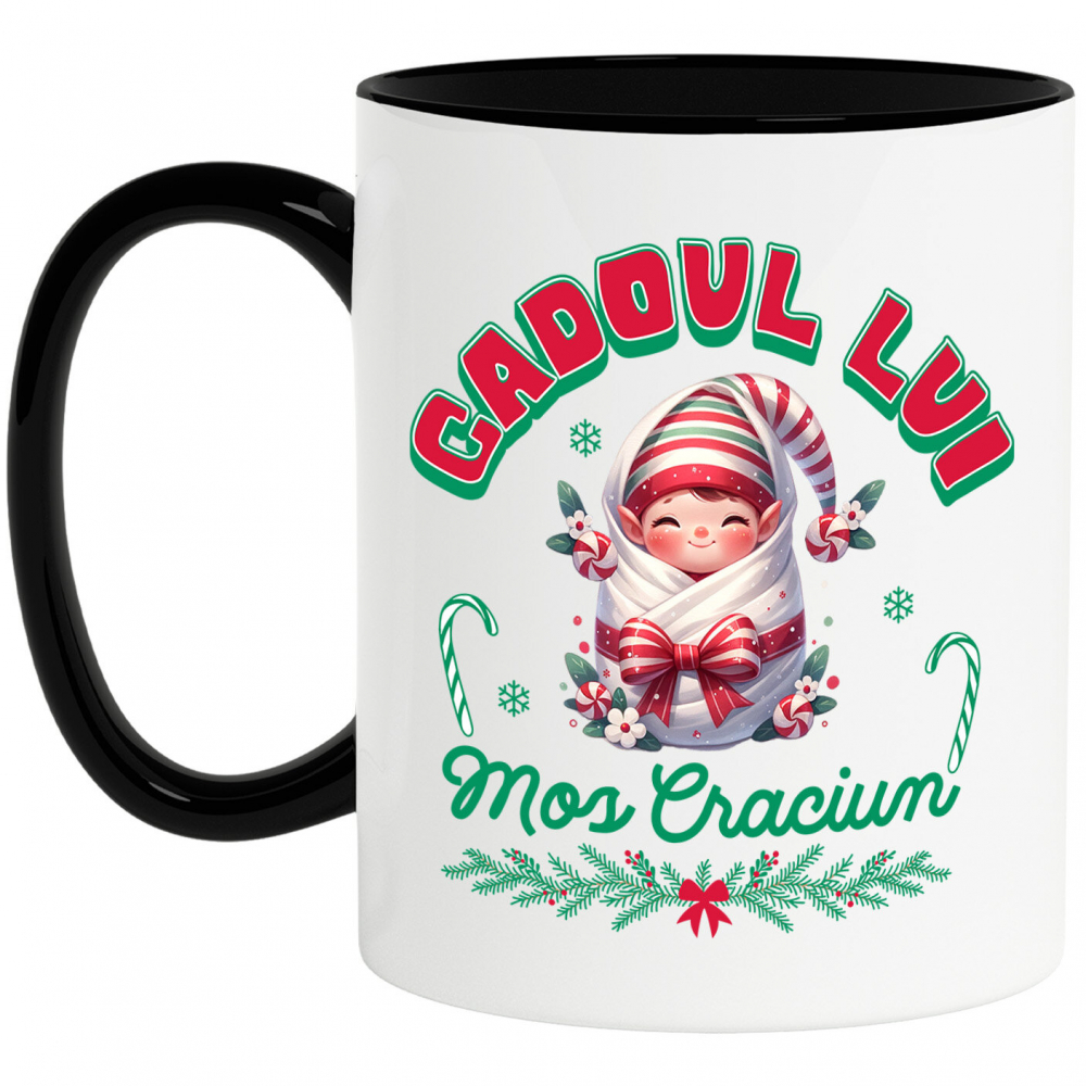 Cana Personalizata Bebe în Păturică cu Funda Roșie și Pălărie – Cadoul Perfect de Moș Crăciun [1]