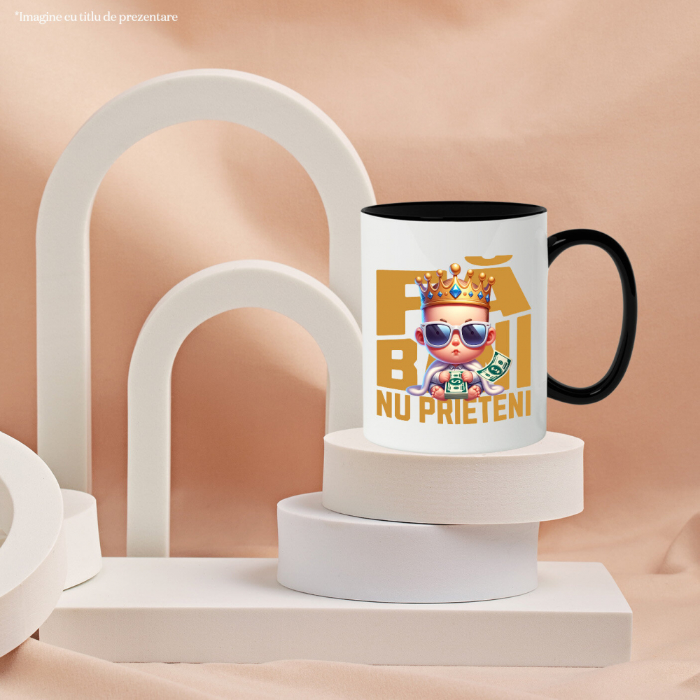 Cana Personalizata Bebeluș cu Teanc Bancnote și Coroană – „Fa Bani” – Cadou Personalizat pentru Familie, Tati, Copii, Prieteni [3]